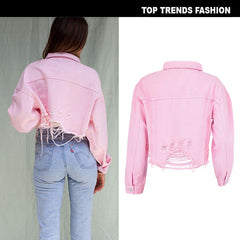 Short cropped denim jacket