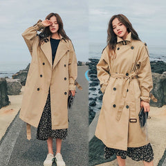 Stylish slim autumn over-the-knee coat