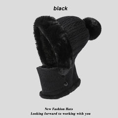 Twist Stripes Knitted Hat Scarf One-piece Fleece-lined Kit
