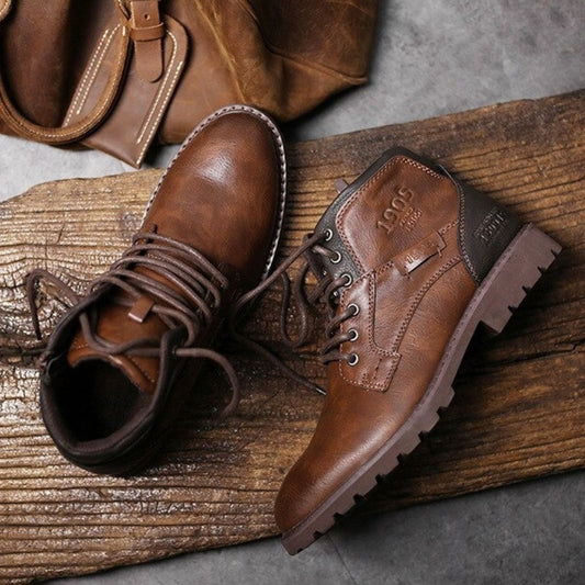 High Waist Leather Shoes And High Top Boots Men And Women