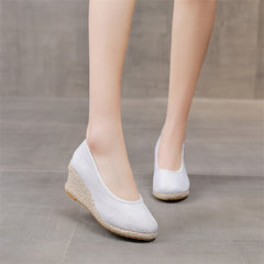 High Heel Women's Shoes Work Shoes Pointed Straw Pumps
