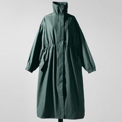 Autumn  Long Windbreaker Korean Style Stand Collar Drawstring Waist-controlled Long Sleeves Loose Trench Coat