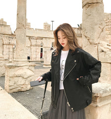 Short Korean Version Of The Thin Bf Wind Loose Locomotive Casual PU Leather Jacket