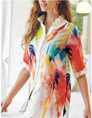 Printed cardigan short sleeve