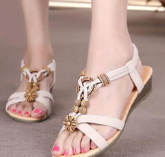 summer new bohemian sandals women's shoes cross straps flattoe students beach shoes
