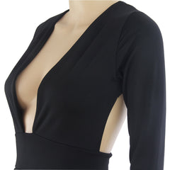 Deep V backless autumn and winter new dress