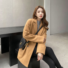 Temperament Woolen Coat Trench Coat