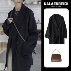 Temperament Woolen Coat Trench Coat