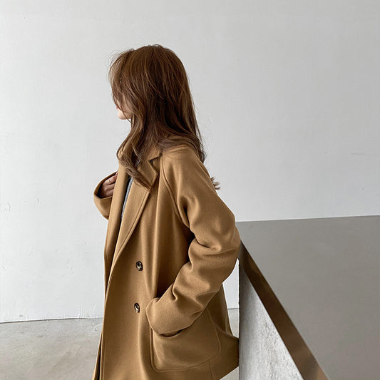 Temperament Woolen Coat Trench Coat