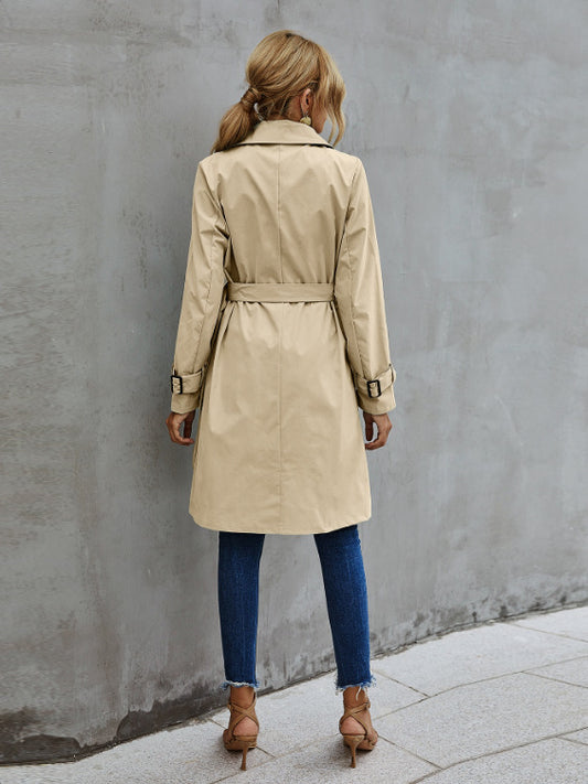 Belted temperament commuter Korean women's trench coat