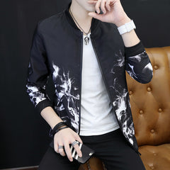 Cultivate One's Morality Collar Printed Coat Jackets Men