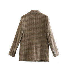 Women's Fashion Plaid Wool Suit Jacket Women