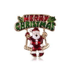 Santa Claus Christmas Tree Brooch, Retro Alloy Clothes, Shoes, Hats, Accessories, Brooches, Jewelry Pins