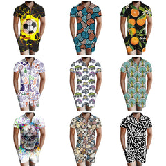 3D Printed Men s One piece Shorts Suit