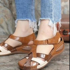 Summer Hollow Sandals Female Round Toe Wedge With Hollow Large Size Sandals