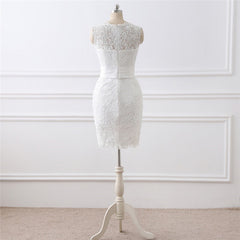 Two-piece White Wedding Dress With Round Neck And Elegant