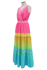 Sexy deep V sleeveless Chiffon Dress