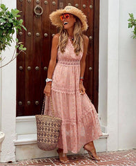 Sexy deep V sleeveless Chiffon Dress