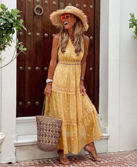 Sexy deep V sleeveless Chiffon Dress