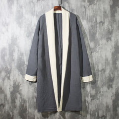 Large Size Chinese style Retro linen windbreaker Jacket Men