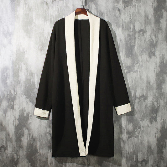 Large Size Chinese style Retro linen windbreaker Jacket Men