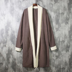Large Size Chinese style Retro linen windbreaker Jacket Men