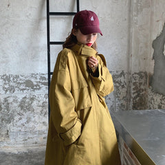 Mid-Length Tooling Windbreaker Women Korean Retro Oversize Loose Bf Student Jacket