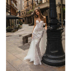 Angel Wedding Dress Queen Sexy Lace Bridal Travel Shooting Location Sea View Mermaid Light Wedding Dress Wholesale