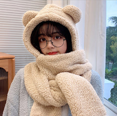 Three-Piece Warm Bear Scarf And Gloves