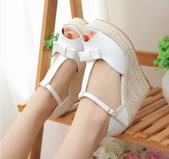 Sandals Women Summer Straw Woven Wedge High Heel Sandals