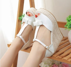Sandals Women Summer Straw Woven Wedge High Heel Sandals