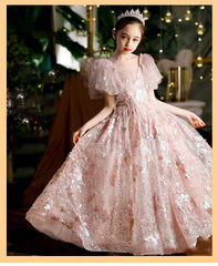 Girls' Dresses,10-Year-Old Princess Dress, Sequins, Host Catwalk Show, Piano Performance Clothing