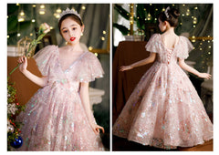 Girls' Dresses,10-Year-Old Princess Dress, Sequins, Host Catwalk Show, Piano Performance Clothing
