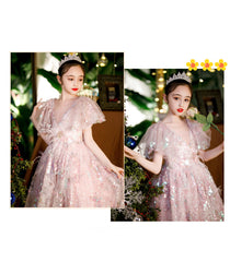 Girls' Dresses,10-Year-Old Princess Dress, Sequins, Host Catwalk Show, Piano Performance Clothing