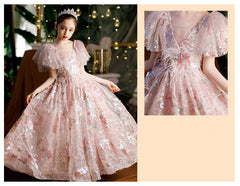 Girls' Dresses,10-Year-Old Princess Dress, Sequins, Host Catwalk Show, Piano Performance Clothing