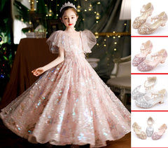 Girls' Dresses,10-Year-Old Princess Dress, Sequins, Host Catwalk Show, Piano Performance Clothing