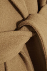 Retro Simple Lapel Lace-Up Slim-Fit Cashmere Coat Long Side Slit Woolen Coat