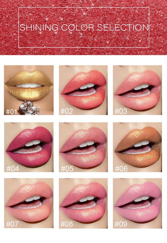 Shiny Metallic Lipstick Pearlescent Color Temperature Change Lipstick Gilt Lipsticks