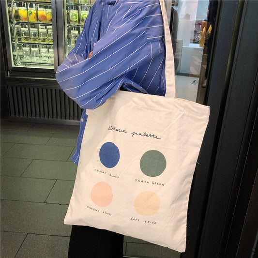 Women Canvas Tote Shopper Bags Ladies Casual Cotton Cloth Shoulder Bag Eco Reusable Shopping Bag Fashion Cute Girl Beach Travel