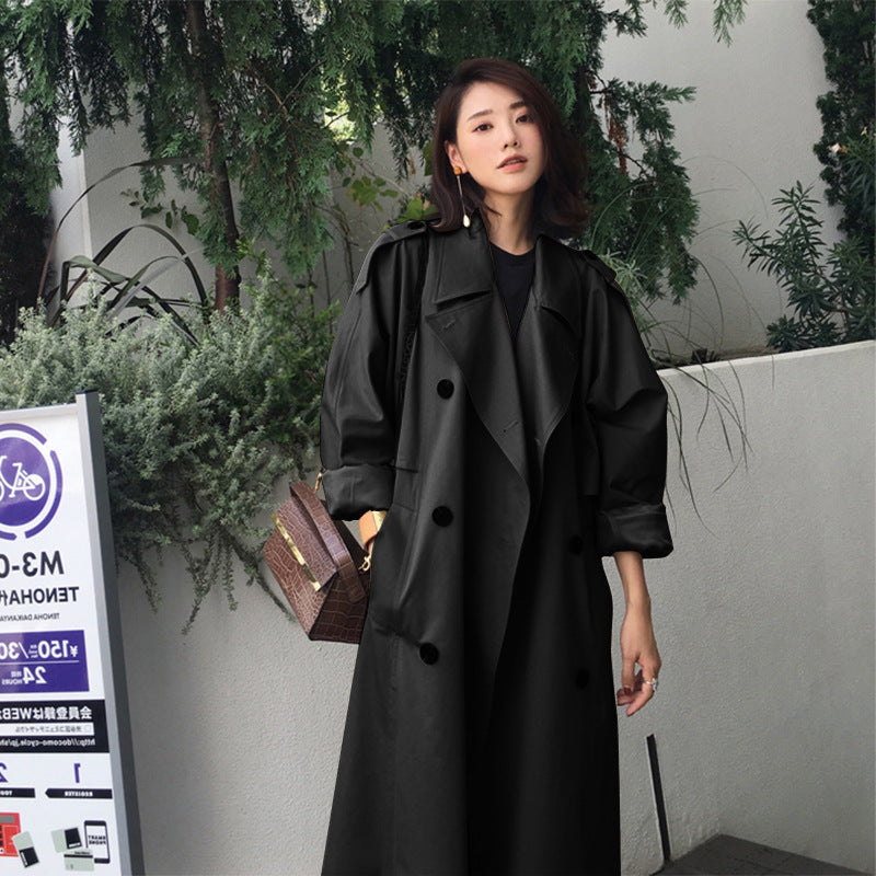Windbreaker Women'S Mid-Length Autumn Style Korean Casual Jacket Early Autumn