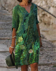 Floral Tunic V-neck A-line Dress