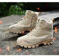 Mountaineering Work Shoes High-Top Lace-Up Mid-Tube