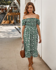Floral Summer Dress Emale Beach Skirt Middle Length