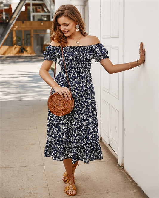 Floral Summer Dress Emale Beach Skirt Middle Length