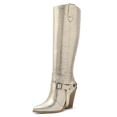 Tube Belt Buckle Rivet Sexy Plus Size Trendy Boots