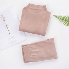Solid Color Slim Women's Thermal Underwear Set
