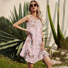 Summer New Style Women's Printed Sling Sleeveless Dress