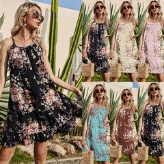 Summer New Style Women's Printed Sling Sleeveless Dress