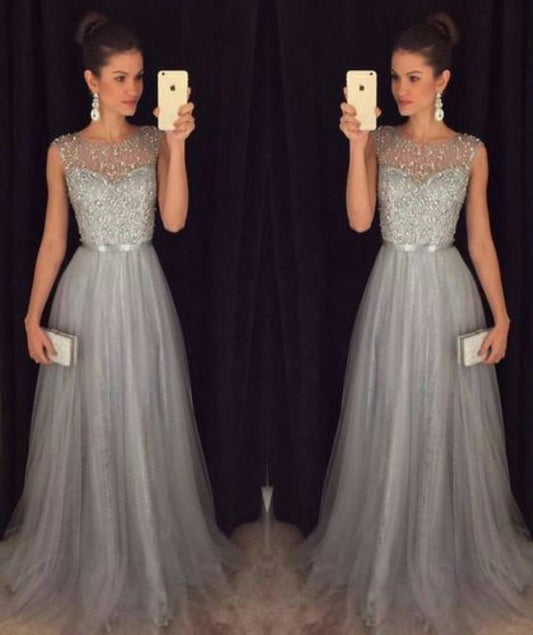 Chiffon Sleeveless Sequined Evening Wedding Dress