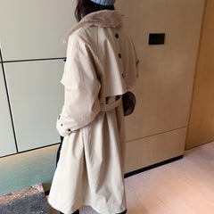 Rabbit fur lining trench coat